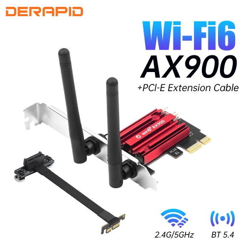 Immagine di Scheda di Rete Wi-Fi 6 PCIe x1 Dual Band 2.4GHz e 5GHz con Bluetooth 5.4 – Alta Velocità per PC Desktop Windows 10/11