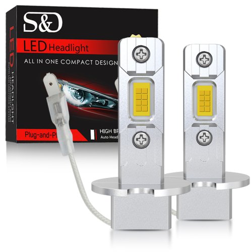 Zdjęcie Reflektory LED H1/H3 100W 30000LM – Światła Samochodowe Bez Wentylatora, Automatyczne Diody Przeciwmgielne 6000K Biały / 3000K Żółty