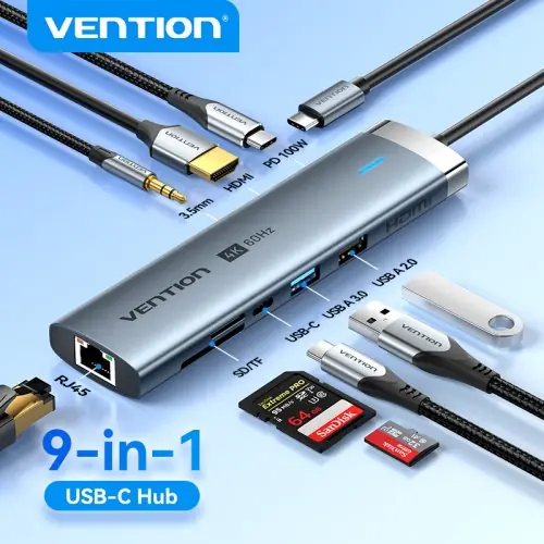 Image de Hub USB-C 4K 60Hz avec HDMI, Ethernet & PD 100W