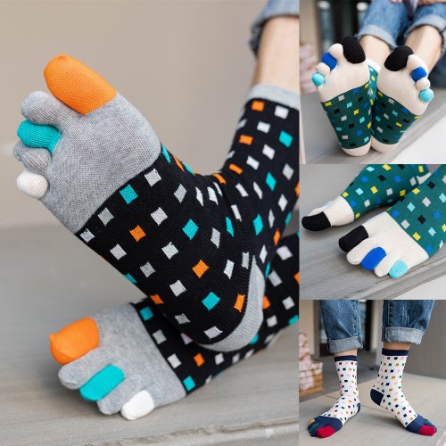 Image de Chaussettes 5 doigts homme en coton coloré