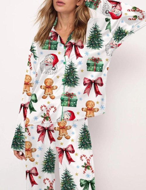 Image of Cozy Christmas Tree Long Sleeve Women's Pajama Set – Fashionable, Comfortable, 3D Printed Y2K Style Sleepwear for Women 2025