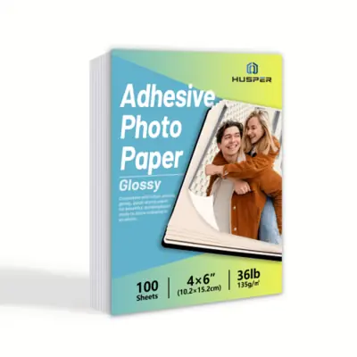 Image de Papier Photo Adhésif Brillant 4x6 Pouces - 100 Feuilles