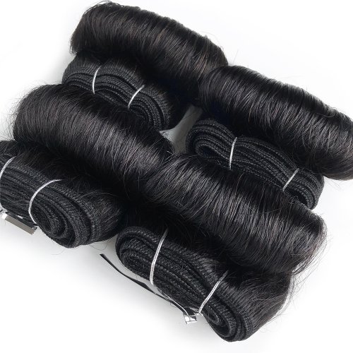 Bild von Brasilianische Locken Haarwebart Bündel – 100% Echthaar, 4 Bündel Afro-Style, Farbe 1B & 30 Blond, Kurze Haarverlängerung in 5, 5.5, 6 und 7 Zoll