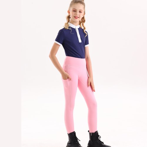 Image of Summer children's equestrian pants high elasticity knitted children's horse riding pants full silicone