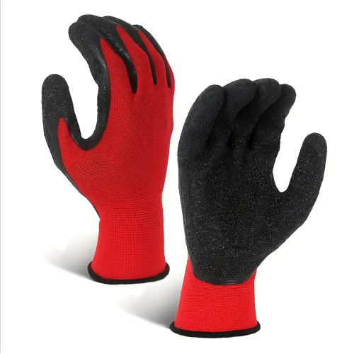 Imagen de Guantes de Trabajo con Palma de Goma Látex, 40 Piezas (20 Pares), Tejidos de Poliéster para Jardinería, Deshierbe y Construcción - Protección Segura y Duradera
