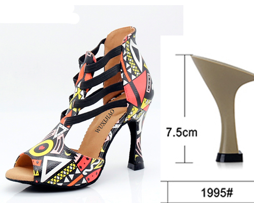 Afbeelding van Wuxijiao Nieuwe Uitgelichte Print Dansschoenen Voor Dames Latin Salsa Danslaarzen Paty Ballroom Dansschoenen Damesschoenen 9Cm KS-028