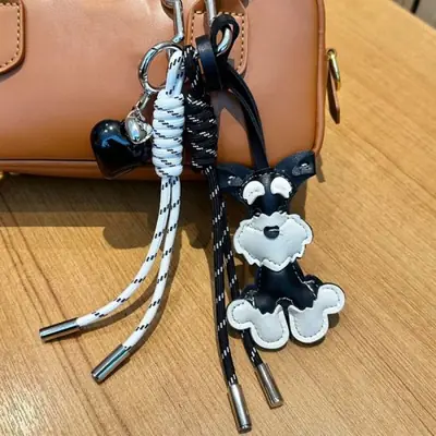 Image de Pendentif Schnauzer Mignon - Porte-clés en PU pour Sac à Dos