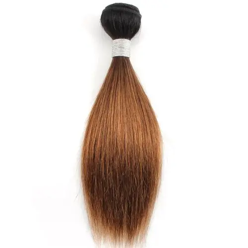 Image de Extensions Cheveux Humains Lisses Blond Miel Ombré