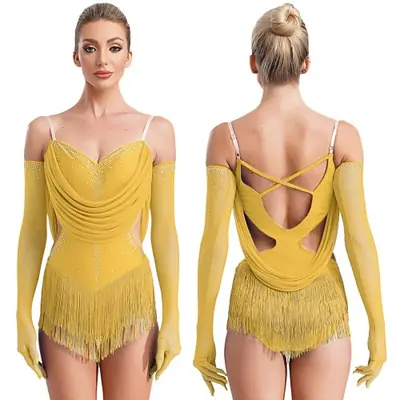Image de Robe de Danse Latine Élégante avec Franges