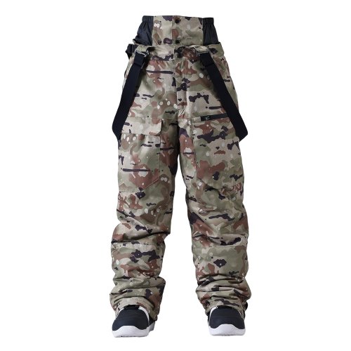 Afbeelding van Waterdichte en Winddichte Camouflage Snowboardbroek voor Mannen en Vrouwen met Bretels en Taillebescherming