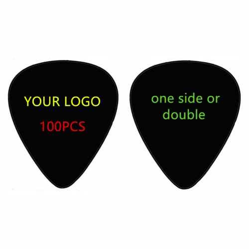 Afbeelding van 100 stuks dubbele zijden gedrukt op zwarte plectrums Hoge kwaliteit gepersonaliseerd logo aanpassen celluloid plectrums