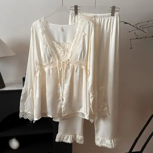 Image de Pyjama Dentelle Sexy 3 Pièces Femme