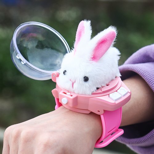 Image of Mini RC Car Toy Watch with LED Lights – 2.4GHz Remote Control Racing Vehicle for Kids, Rabbit and Crab Design, Fun Gift for Boys and Girls