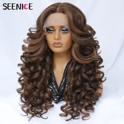 Image de Perruque Afro Bouclée Synthétique 24" Lace Front