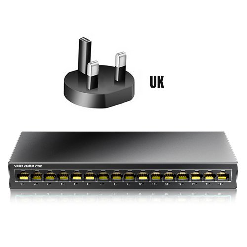 Immagine di Switch di rete AMPCOM Switch a 16 porte Ethernet 1000Mbps Gigabit Smart Switcher ad alte prestazioni Hub RJ45 Iniettore Internet