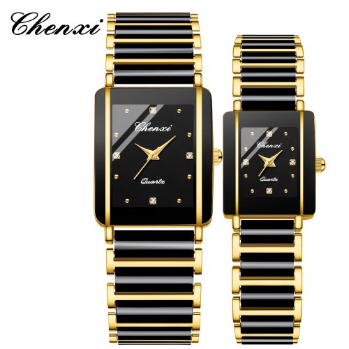 Image of Elegant Couple Watches with Simulated Ceramic Strap – Waterproof Luxury Timepieces for Him and Her, Perfect Romantic Gift