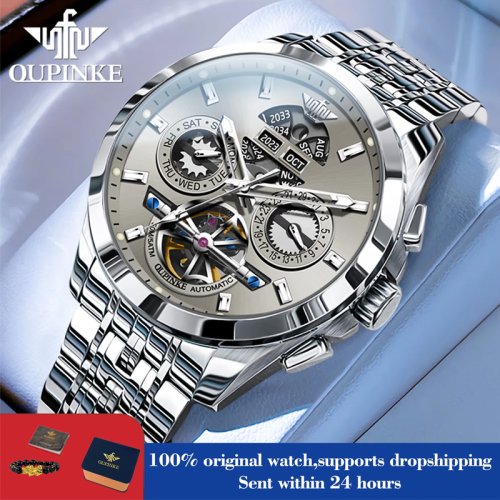 Image of Luxury Hollow Skeleton Automatic Mechanical Watch for Men – Waterproof, Date Display, Premium Stainless Steel Timepiece with Elegant Design