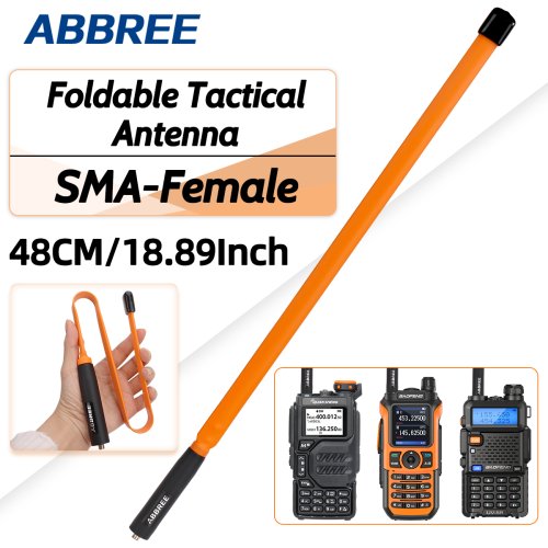 Zdjęcie ABBREE CS Antena taktyczna SMA-Female 144/430Mhz VHF UHF Dwuzakresowa składana do Baofeng UV-5R UV-21 QuanSheng K5 Ham Radio