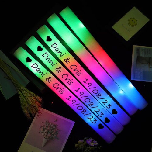 Image of Vibrant LED Glow Sticks Bulk Pack – Colorful RGB Foam Cheer Tubes for Parties, Weddings, Birthdays & Christmas Decor