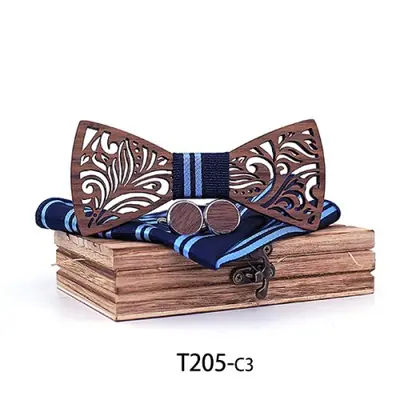 Image de Nœud Papillon En Bois & Mouchoir Cravate - Style Élégant