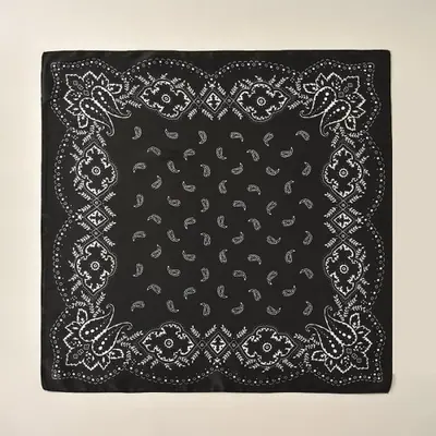 Image de Bandana Hip Hop Carré - Style Cowboy & Paisley Noir