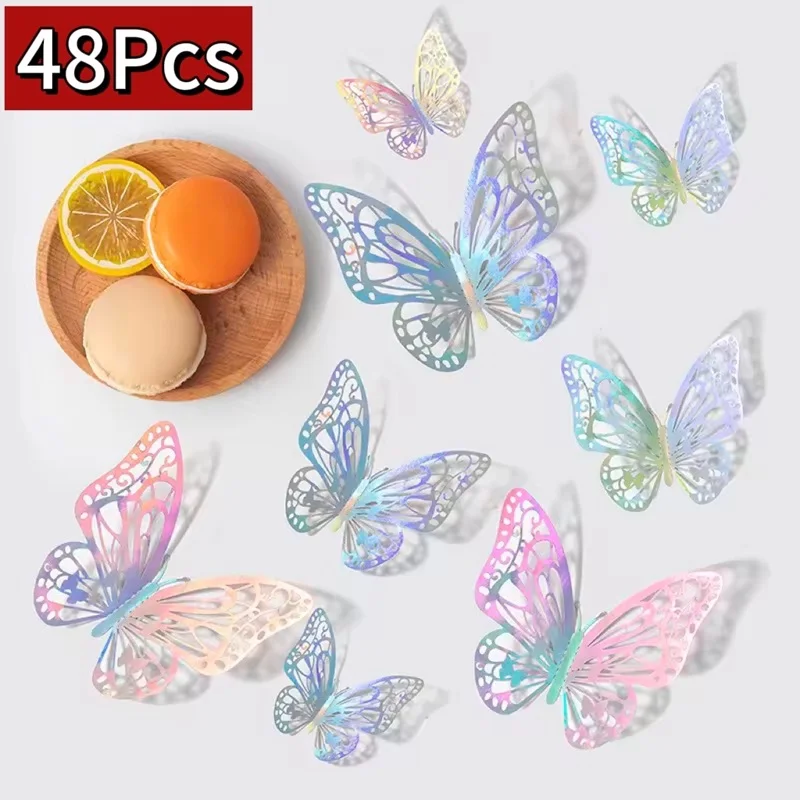 Afbeelding van 12 Stuks 3D Vlinder Muursticker Set - Creatieve DIY Decoratie voor Slaapkamer, Woonkamer en Kinderkamer - Moderne Muurkunst met Natuurlijke Vlindermotieven