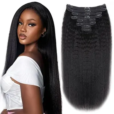 Image de Extensions Cheveux Brésiliens Remy à Clips - Noir Naturel 1B