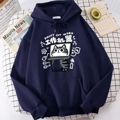 Image de Sweat à capuche Harajuku Chat Dessin Animé pour Hommes