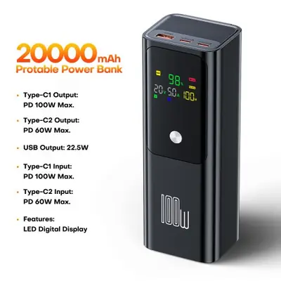 Image de PowerBank 20000mAh USB-C PD 100W - Charge Rapide pour Smartphone & Ordinateur