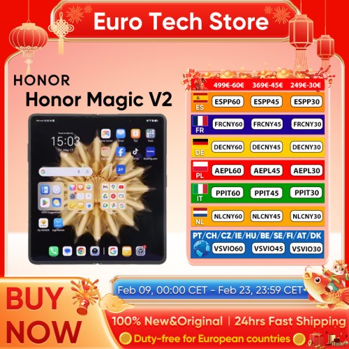 Imagen de Teléfono Móvil Plegable Honor Magic V2 5G con Procesador Snapdragon 8 Gen 2, Pantalla OLED LTPO de 120 Hz y Cámara Tríplice de 50 MP