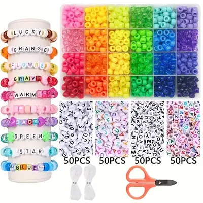 Image de Kit Perles Kandi & Lettres - 1700 Pièces pour Bracelets d'Amitié