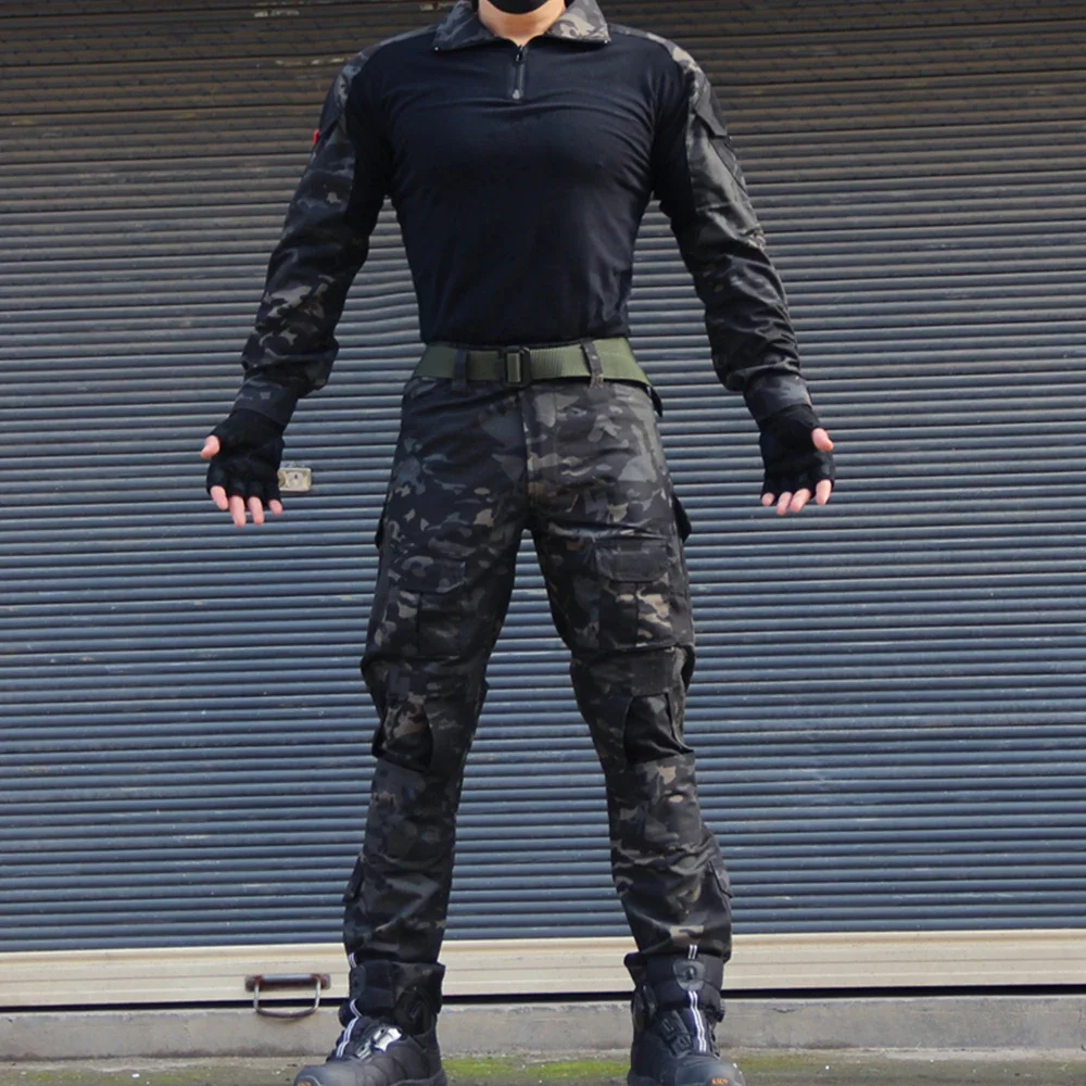 Imagen de Traje Táctico de Ripstop para Airsoft y Paintball con Camisa de Caza Multibolsillos y Pantalones de Entrenamiento en Camuflaje