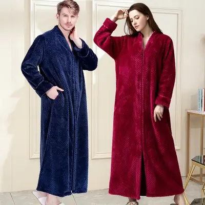 Image de Peignoir Extra Long Luxe - Confort Hiver pour Femmes Enceintes & Hommes