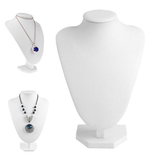 Image of Elegant Faux Leather Jewelry Display Bust Stand for Necklaces and Chains – Stylish Mannequin Holder for Women's Accessories