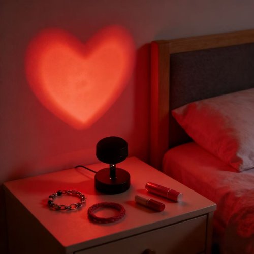Immagine di Proiettore LED a Forma di Cuore con Alimentazione USB – Luce Notturna Romantica per Camera da Letto, Decorazioni per Feste e Natale
