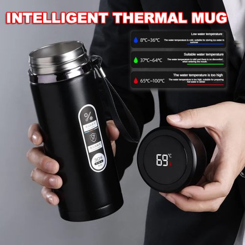 Afbeelding van 500 ML-1 Liter Rvs Thermosfles met LED Temperatuur Display Sus304 Thee Waterfles Thermoskan Draagbare kopjes