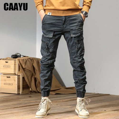Zdjęcie CAAYU Joggers Cargo Pants Men Casual Y2k Multi-Pocket Męskie spodnie dresowe Streetwear Techwear Tactical Track Szare spodnie męskie