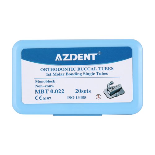 Imagen de 200 uds/80 Uds AZDENT 1st /2nd Molar bondable monobloque no Convertible único Roth/MBT 0,018/0,022 tubo bucal