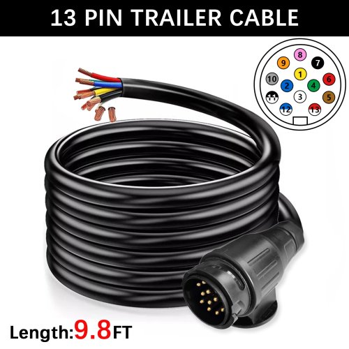 Bild von 13-poliger Anhängerstecker – Vorverdrahtet & 3 m Kabel