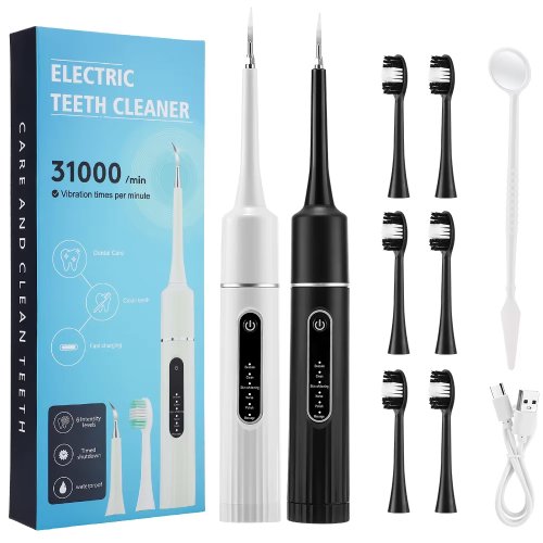 Image of Natural Sonic Electric Toothbrush with Waterproof Design – Advanced Dental Scaler for Plaque, Calculus & Tartar Removal, Includes 5 Replacement Brush Heads