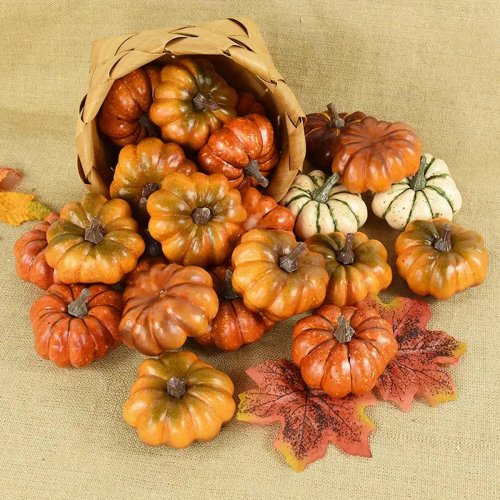 Afbeelding van Kunstmatige Pompoenen van Plastic – Realistische Faux Groenten Decoraties voor Thanksgiving, Oogstfeest, Huis, Boerderij & DIY Ambachten