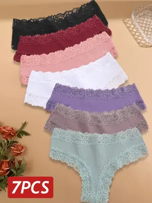 Image de Ensemble de 7 Culottes Sexy en Dentelle pour Femme