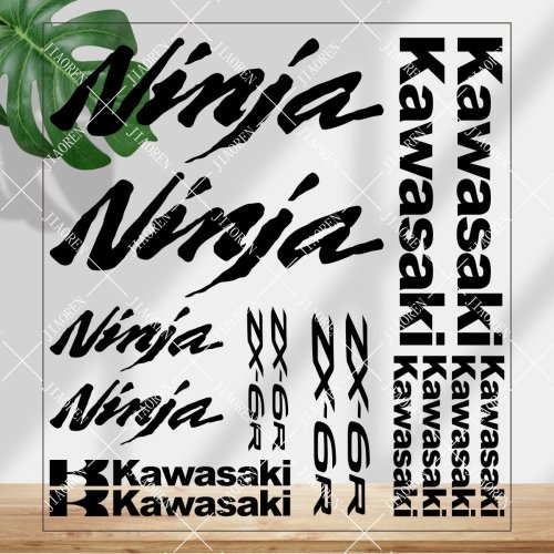 Image of Vinyl Kawasaki ZX-6R Sticker Logo Motorcycle Tnak Helmet Bike ZX 6R Decal Kit