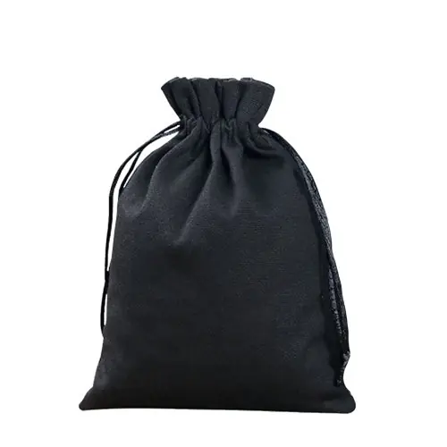 Image de Pochette de Mariage Noire en Toile Épaisse - Sac de Rangement Robuste