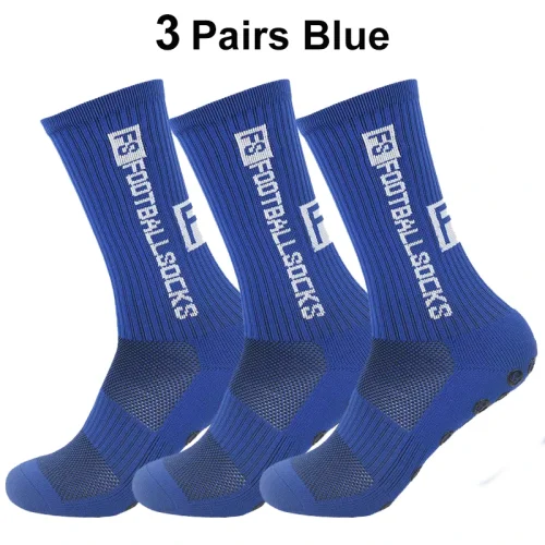 Image of 3 Pairs FS Non-slip Football Socks Men Women Sports Anti-Slip Soccer Stockings Silicone Bottom Breathable Outdoor Soccer Socks