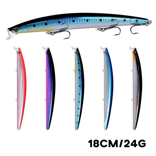 Image of Realistic Minnow Fishing Lure with 3D Eyes and Sharp Hooks – 18cm 24g Hard Bait for Sea Fishing and Freshwater Crankbait Angling