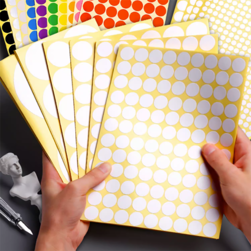 Image of 15-Pack White Round Spot Circle Stickers - Adhesive DIY Dot Labels for Packaging, Crafting & Office Organization