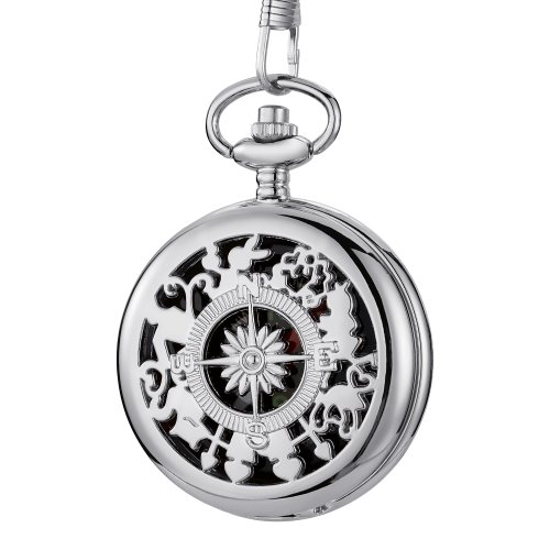 Bild von Kreative Kompass Taschenuhr Ausgehöhlt Klassische Flip Kompass Outdoor Wandern Kette Anhänger Männer Frauen Taschenuhr Reloj