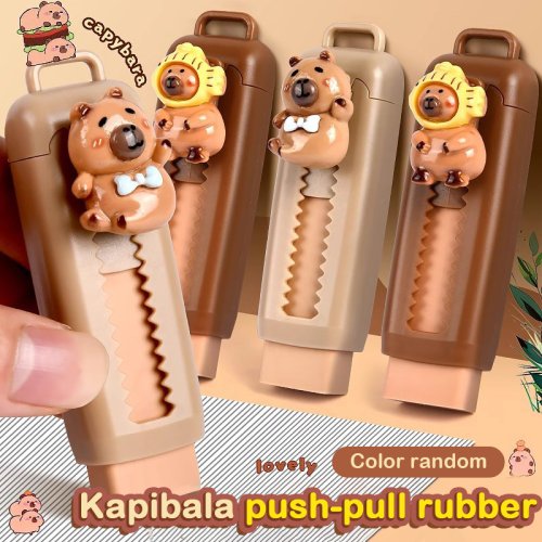 Zdjęcie Kawaii Gumka do Mazania w Formie Kapibary – Miękka, Push-Pull, Idealna jako Prezent dla Dzieci i Uczniów