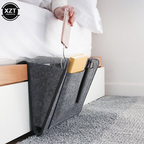 Immagine di 1pc feltro comodino organizzatore di immagazzinaggio telefono libro portariviste tasche appese borsa di immagazzinaggio scatola dei fazzoletti per bambini per letto divano laterale Pouc
